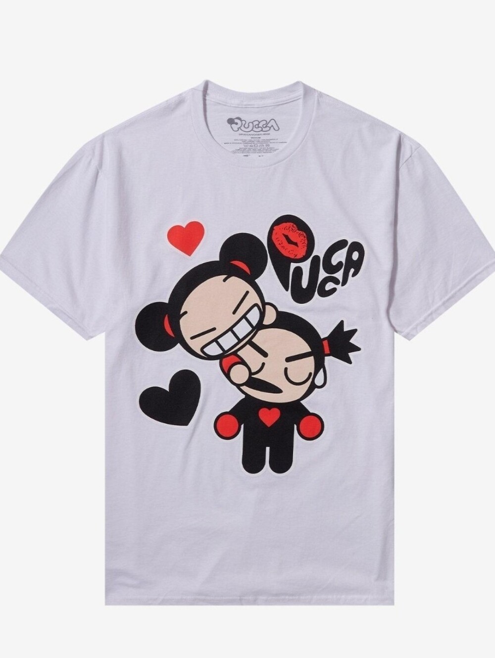 Pucca Garu Hearts Graphic Short Sleeve Tee with Playful Character Design